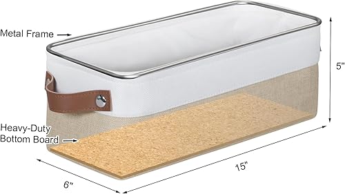 Miniatura 2 de Kntiwiwo Canastas de almacenamiento de tela pequeñas, 15 x 6 x 5 pulgadas, paquete de 4 canastas de almacenamiento largas para organizar con asas,