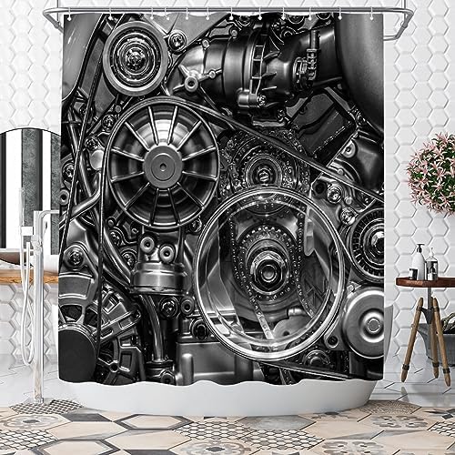 Amazon.com: Winteriew Cool Retro Car Shower Curtain Vintage Antique Car ...
