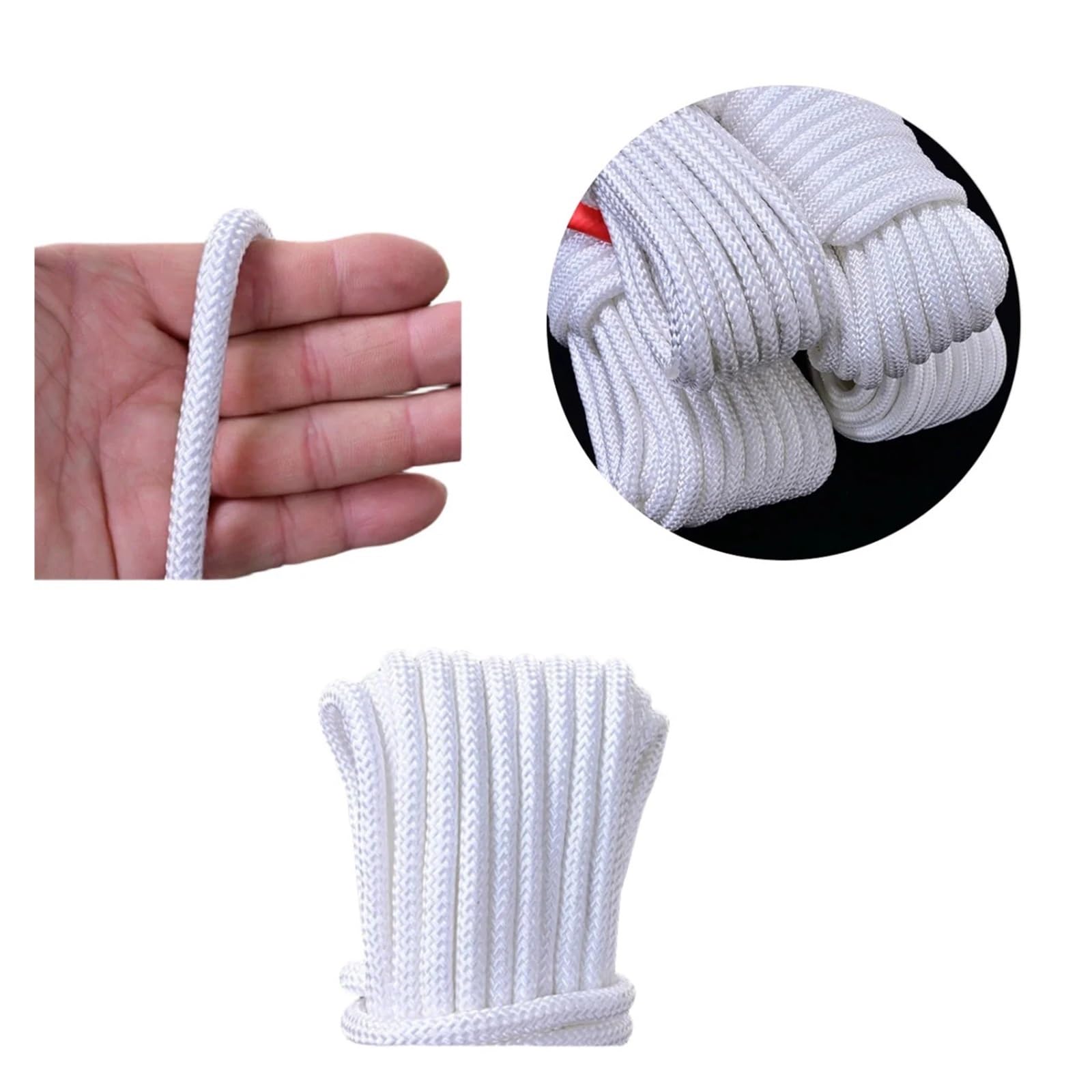 Corda bianca for stendere i vestiti con anima in filo d'acciaio, portatile for esterni, non forata, for e raffreddare