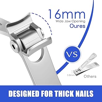 Nail Clippers - DRMODE Toe Nail Clippers for Thick Nails for Men with Wide Jaw Opening, Sharp Toenail Clippers for Seniors Heavy Duty Fingernail Clippers Large Nail Cutter Trimmer