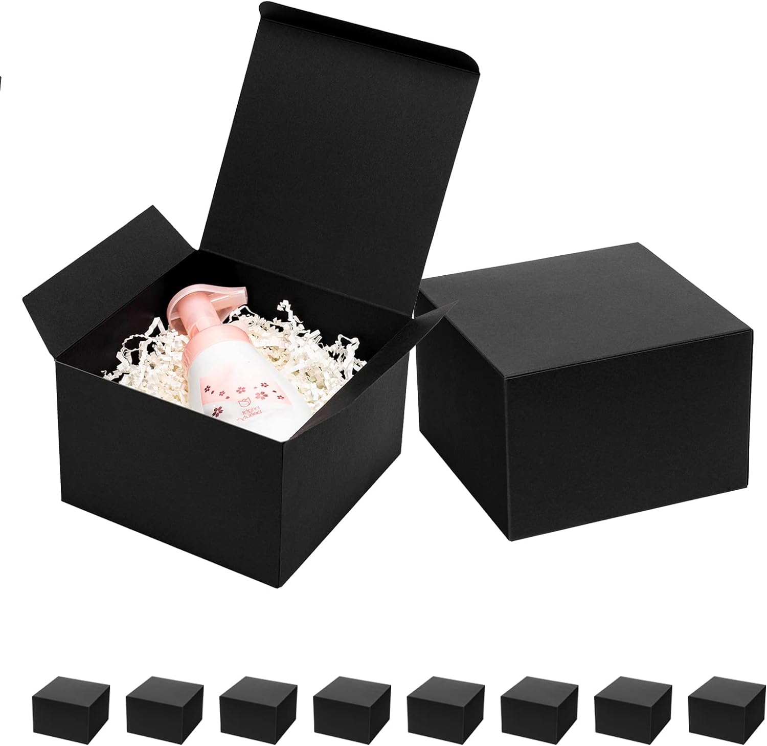 Mcfleet Black Gift Boxes with Lids 6x6x4 Inches 10 Pack