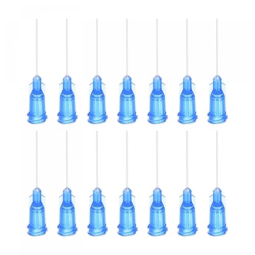 uxcell 50 agujas dispensadoras de plástico de 22G, tubo de aguja de pegamento de PTFE de 1 pulgada, puntas de bloqueo Luer con aguja flexible de