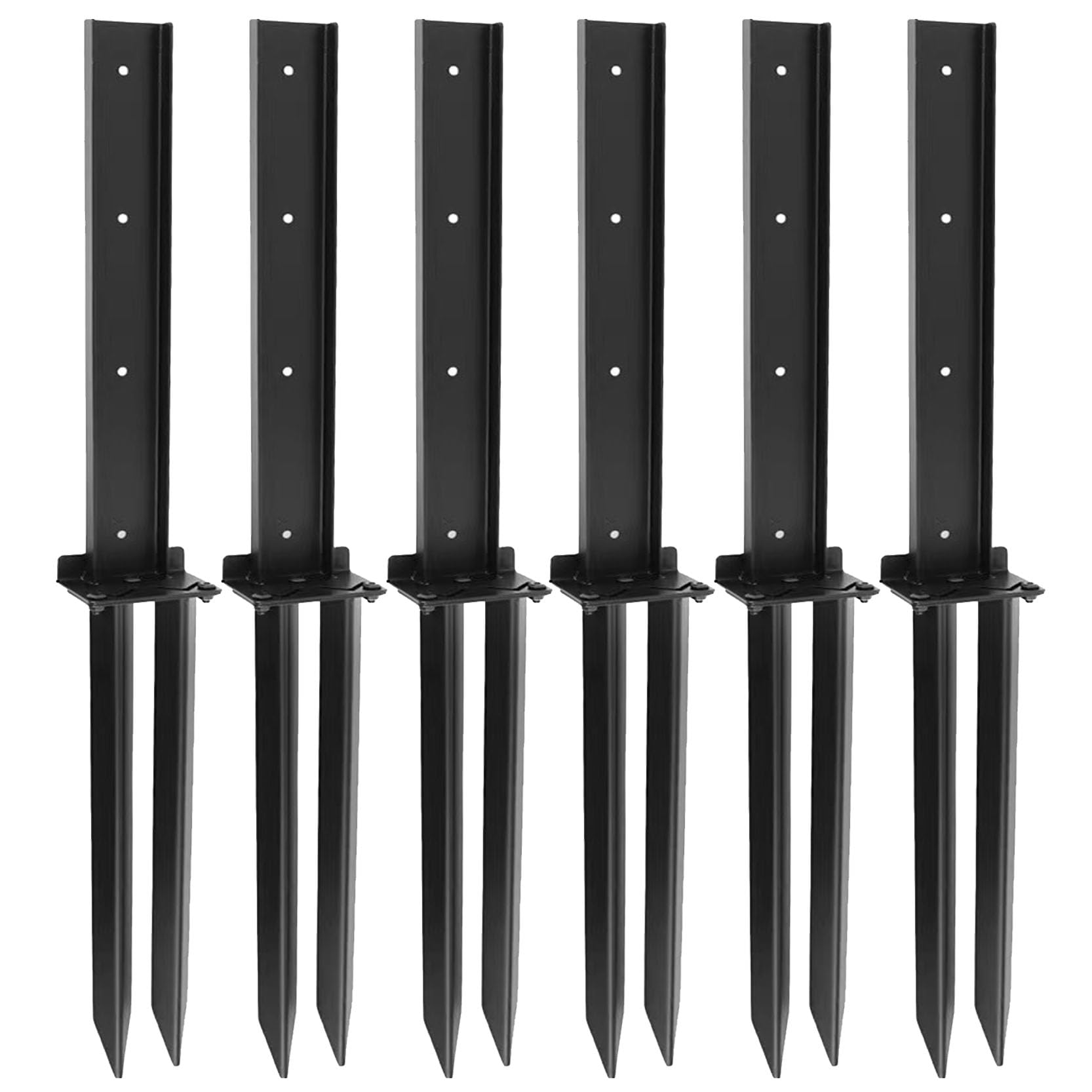 GOUZIBHD 6 Pack Fence Post Repair Kit Double-Layer Thickened Fence Post Anchor Stakes Heavy Duty Post Anchor Ground Spike for Repairing Leaning Broken Wood Support