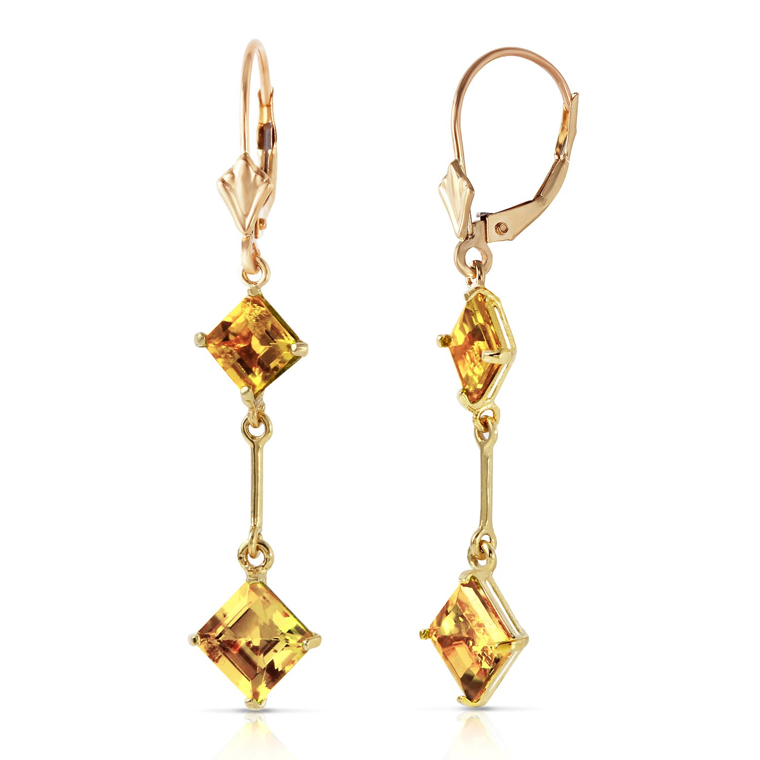 14k Yellow Gold Leverback Earrings with Citrines