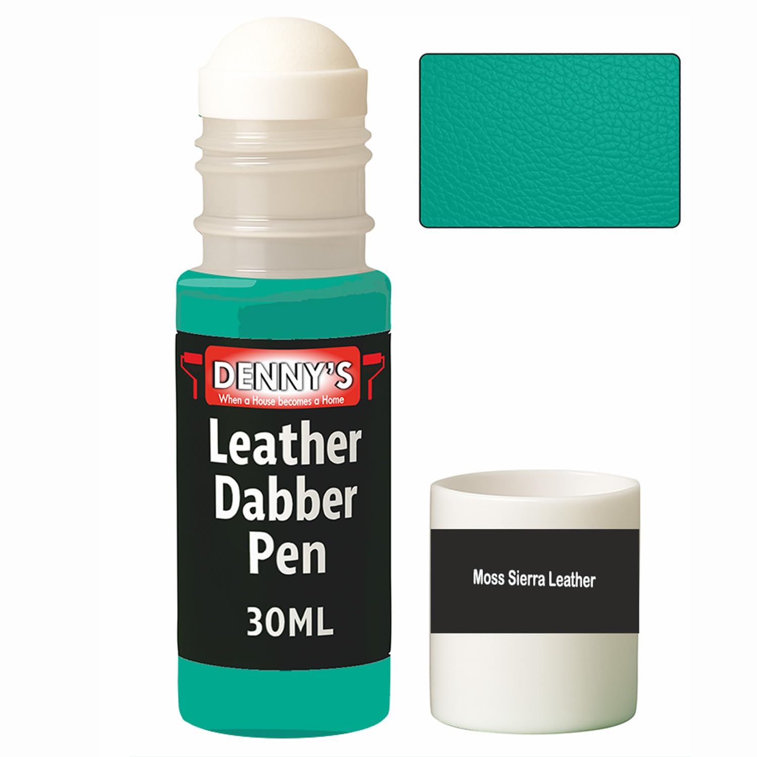 Leather Dabber Pen, 30ml, Leather Recolouring Paint Dye Balm Sofas, Repair Faded & Scratched Upholstery Car Seats, Shoes, Bags, Belts Green Shades (Moss Sierra Leather)