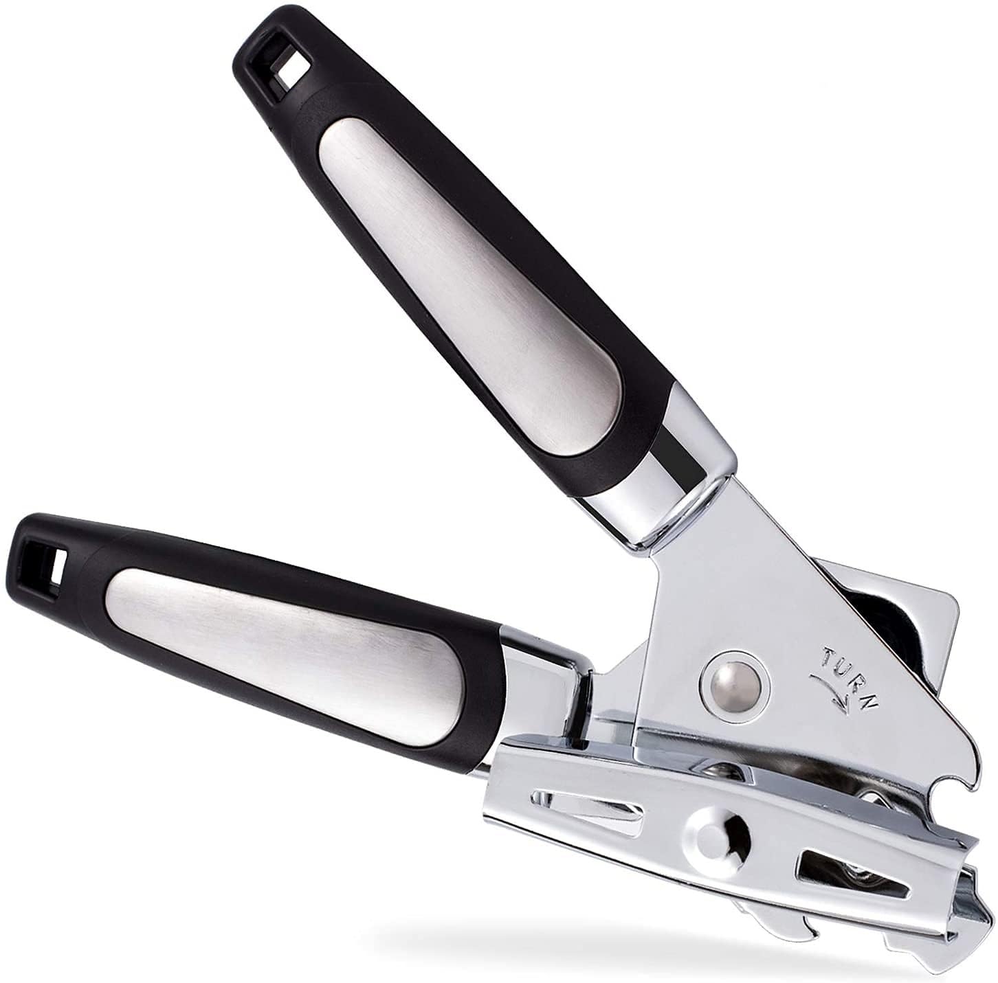 Can Opener, 4-in-1 Can Opener Manual Smooth Edge Nefeeko, Bottle Opener Ergonomic Anti-Slip Grips, Lightweight Opener Stainless Steel with Heavy Duty Sharp Blade for Seniors Arthritis