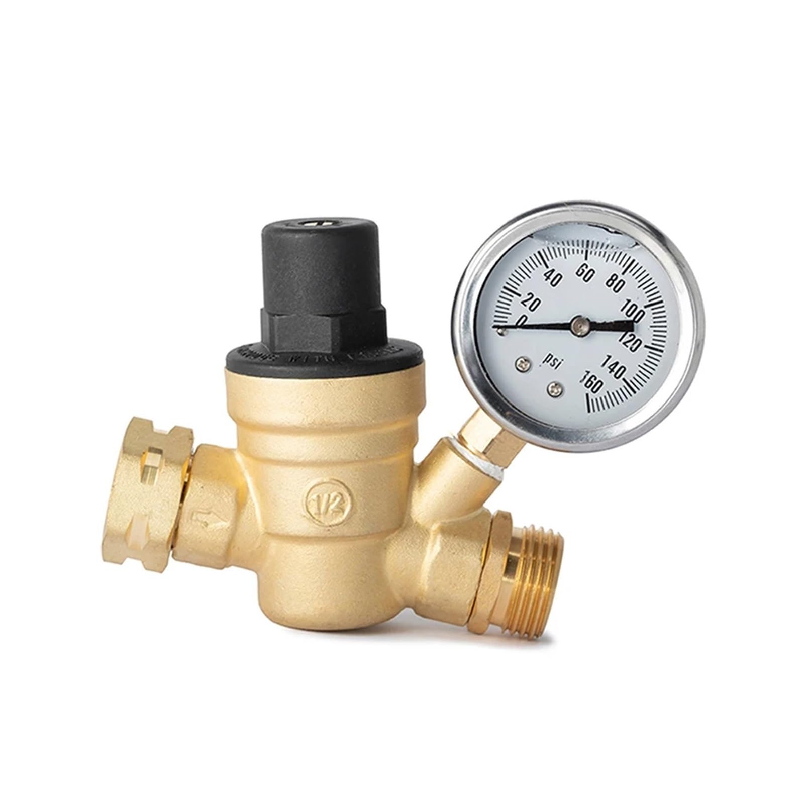 Válvula reguladora de presión de Agua, Reductor regulador de presión de Agua Ajustable de latón sin Plomo con manómetro