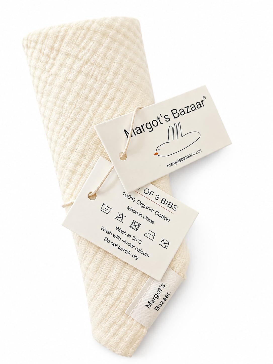 Margot's Bazaar Organic Cotton Muslin Baby Bibs, Set of 3