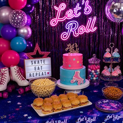 Image of Blue Orchards Roller Skating Table Covers (Pack of 3) - 54 inchx108 inch XL - Roller Skater Birthday Decorations, Roller Skate Party, Tablecloth, Skate Table Covers, Roller Skating Theme