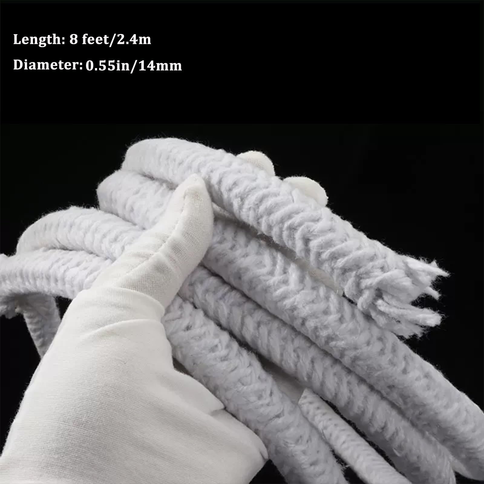 Corda di imballaggio in fibra di ceramica, guarnizione ad alta temperatura per stufa, caldaia, fornace, forno, forno, lunghezza 2,5 m, guarnizione durevole per varie applicazioni,