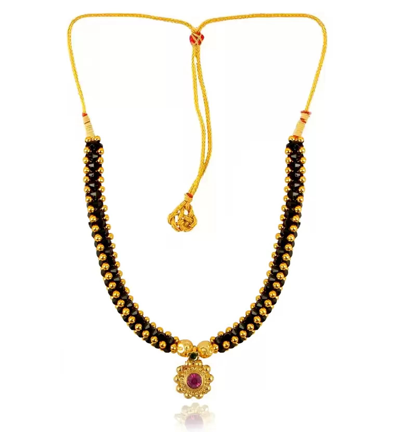Traditional Wedding Maharashtrian Kolhapuri Thushi Saaj Black Mooti Pendant Thushi Mangalsutra Pendant Locket Necklace Set Jewellery (B0CVRXLL8M) Amazon Price History, Amazon Price Tracker