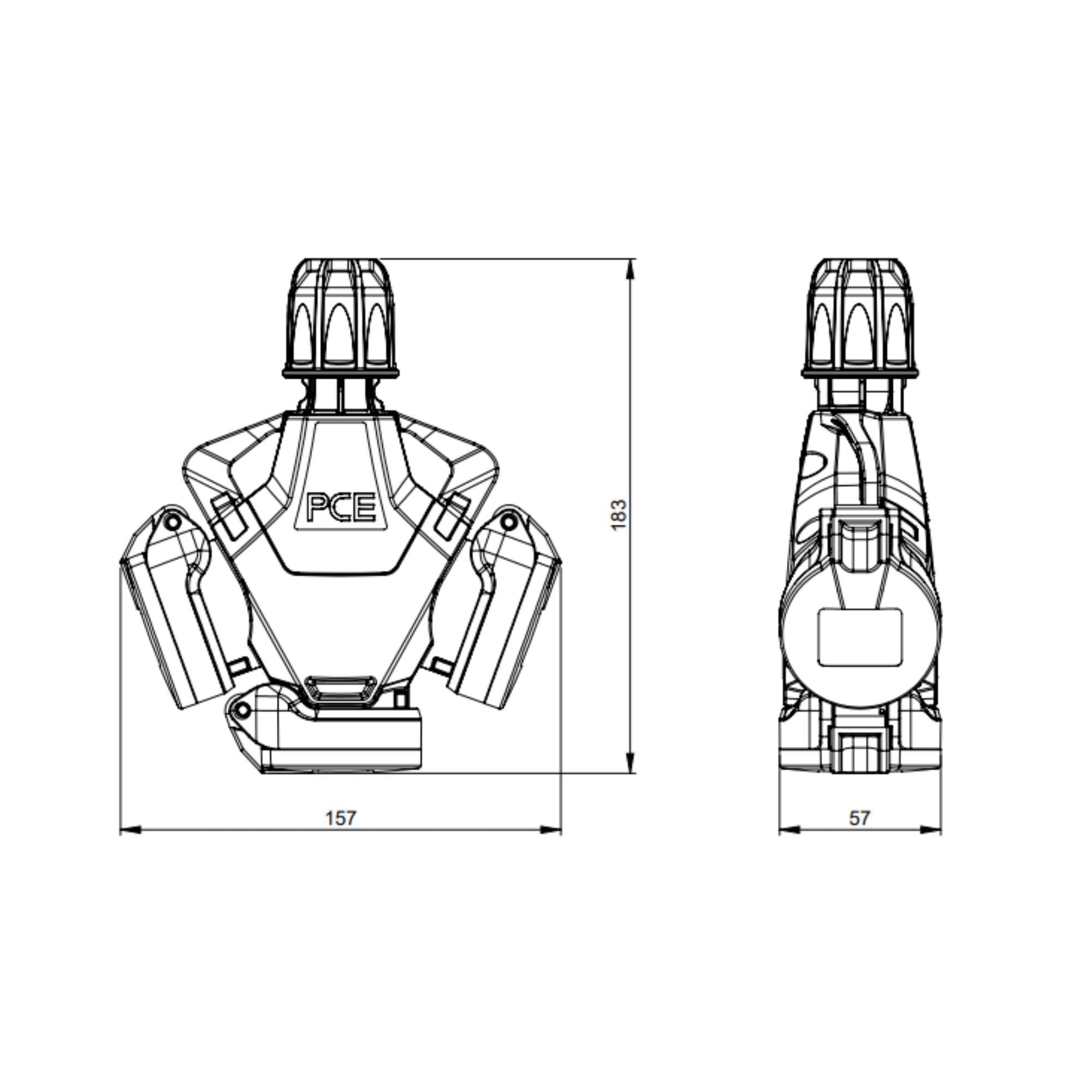 PCE 253842-sr 3-Wegekupplung TopTaurus2 Vollgummi IP54 mit LED - Rot