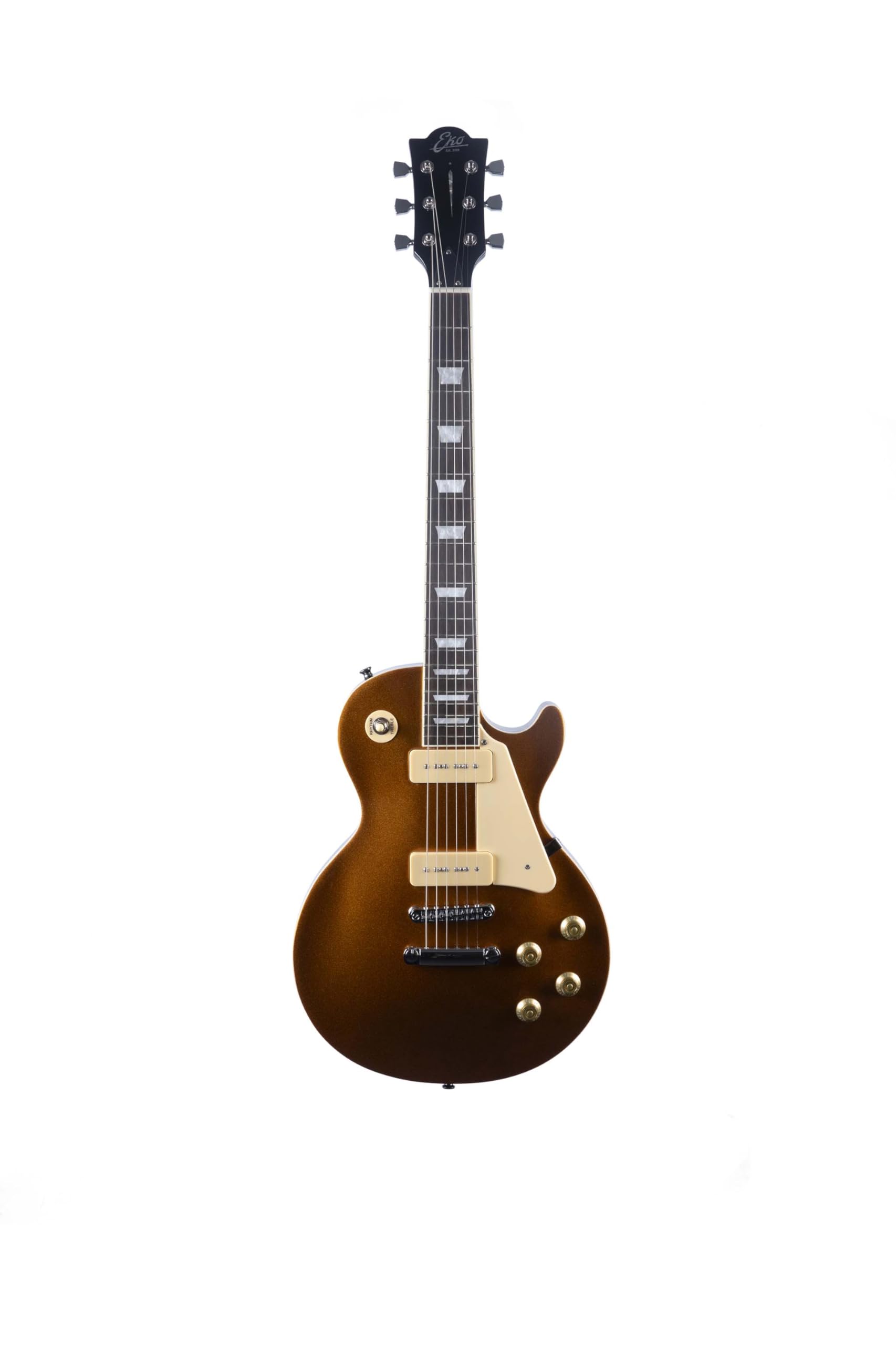 EKO GUITARS - Guitare Électrique LS-400, Corps en Paulownia, Manche en Érable, Touche en Laurier, 2 Micros P-90, Chevalet Tune-O-Matic, 22 Frettes, Diapason 630 mm, Couleur Or