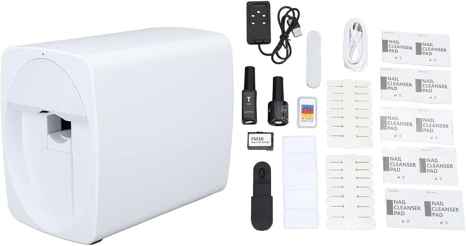 Smart Nail Printer DIY Color Printing Machine with App Control for Personalized Nail Art Creations (White)