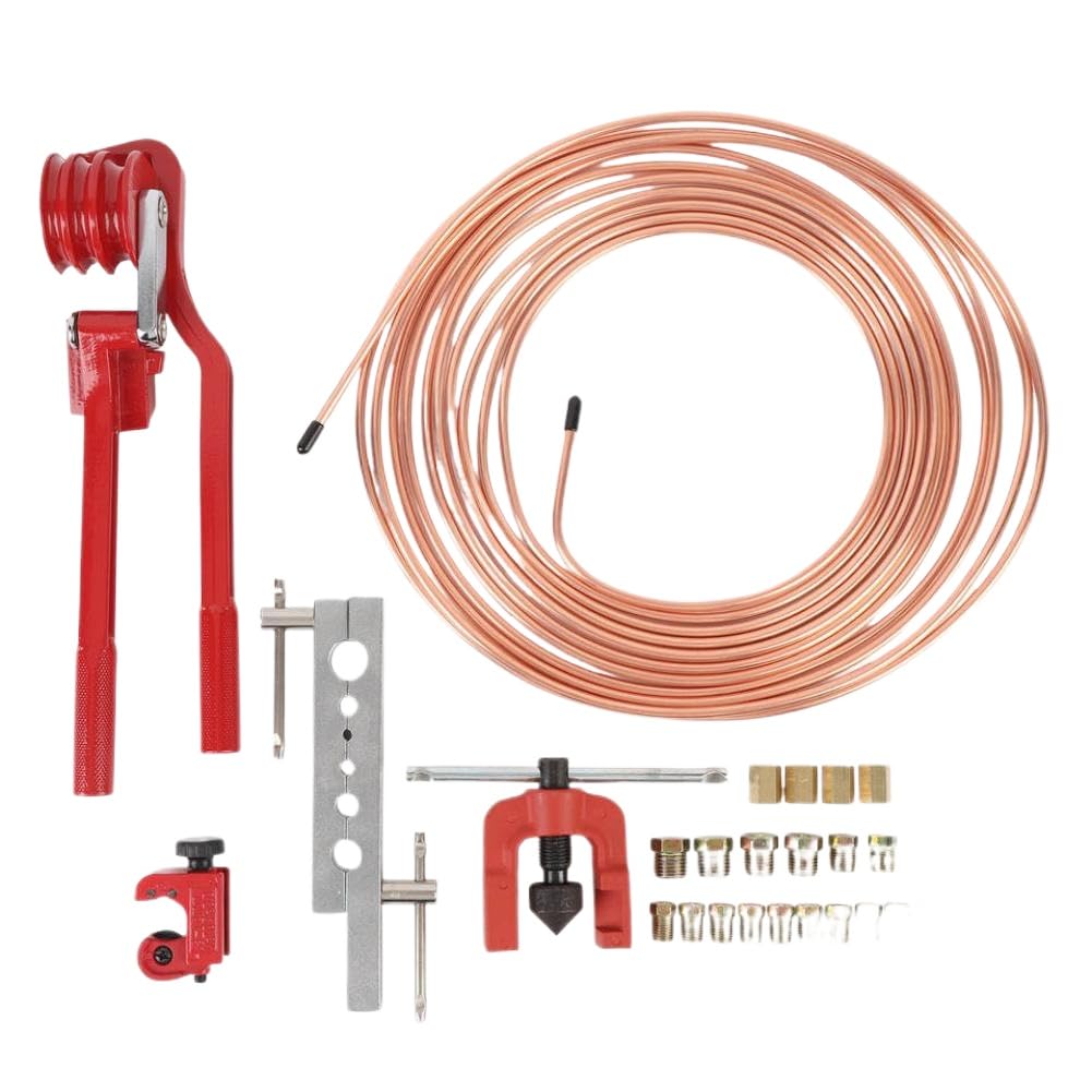 Brake Line Kit 3/16 Inch Copper Coated Flaring Tool Kit Compatible with Most Hydraulic Braking Systems and Transmission