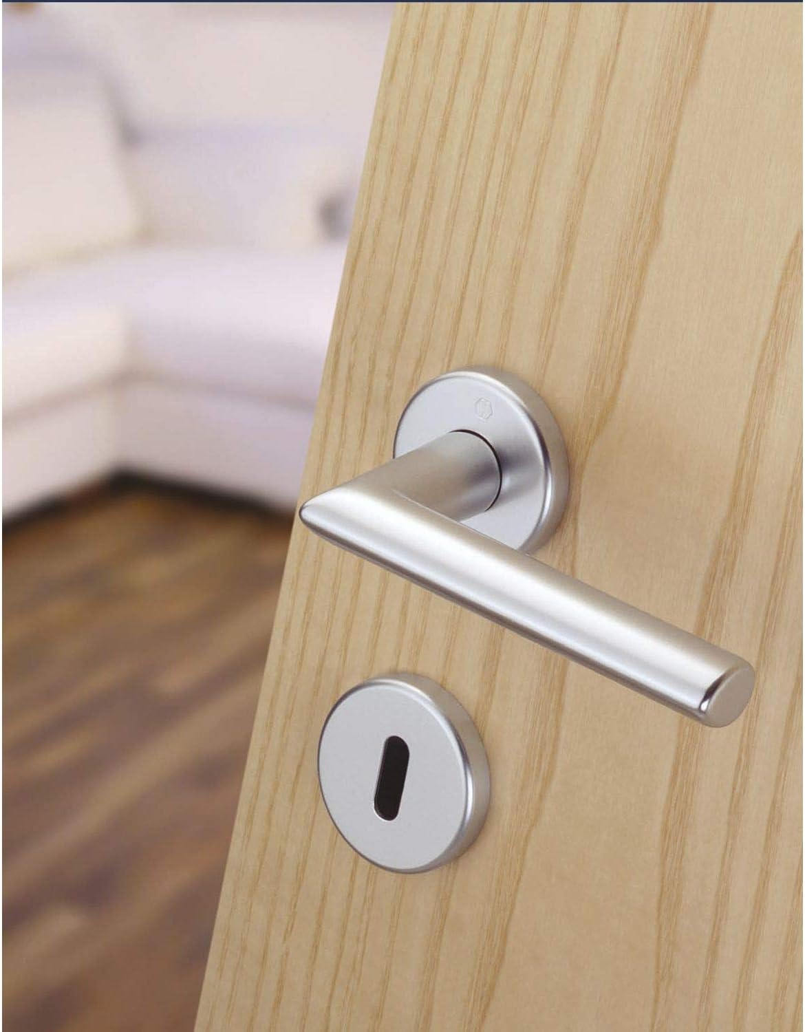 HOPPE 3549921 FH Handle Set Stockholm-on Rosette, PZ, 40-45, SST, anodised, Anodized Silver, Alu Silber eloxiert| Türstärke 40-45 mm