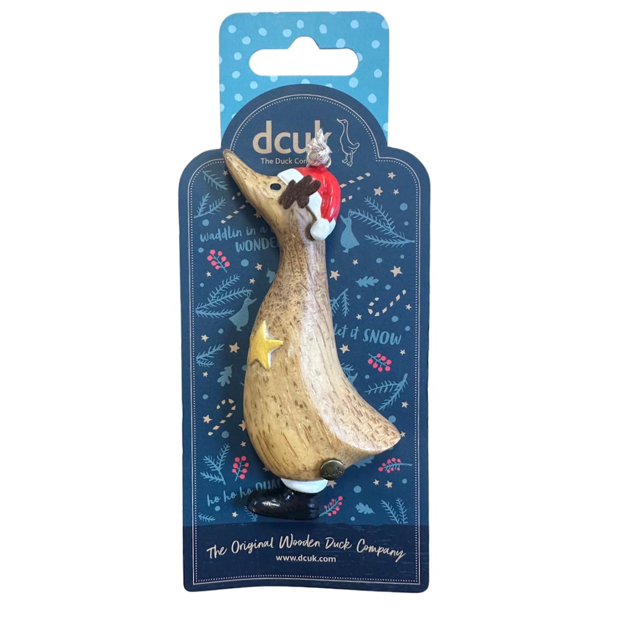 DCUK Christmas Wooden Duck Tree Decorations - Reindeer Design