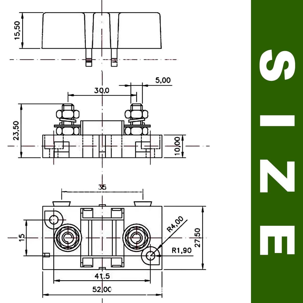 Portafusibili Midi, 4 Pezzi Portafusibili per Auto ANS con fusibili Midi imbullonati ad Alta Corrente da 50A 60A 80A 125A Amp per Auto Camion Veicoli Roulotte Macchine Agricole