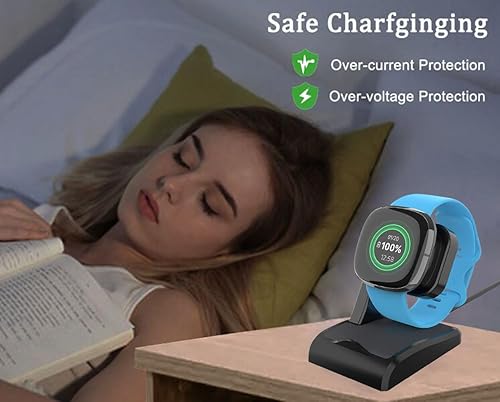 Miniatura 8 de Cargador de reloj compatible con reloj Fitbit SenseSense 2Versa 4Versa 3, soporte de cargador magnético con cable USB de 3.3 pies, repuesto para