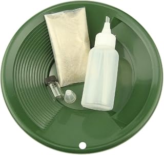 Gold Rush Mining Kit: 8" Green Pan, Vial, Snuffer, Yukon Nuggets, Fine Gold, River, Camping, Gravel, Black Sand, Concentrates, Clean Up