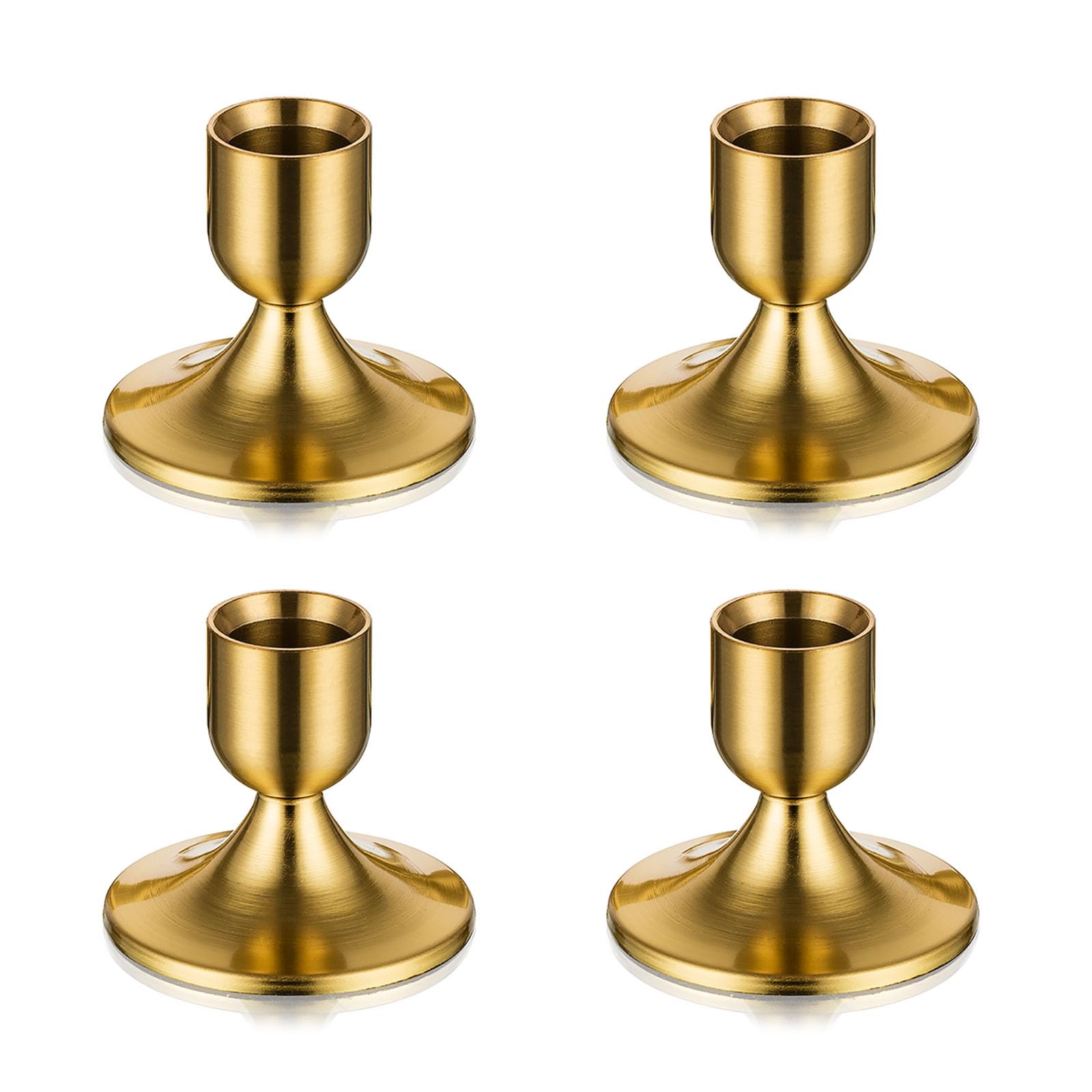 Romadedi Portavelas dorado – Juego de 4 velas de metal pequeño para hierro, vintage, retro, decoración, boda, Acción de Gracias, Navidad, Adviento, decoración de mesa