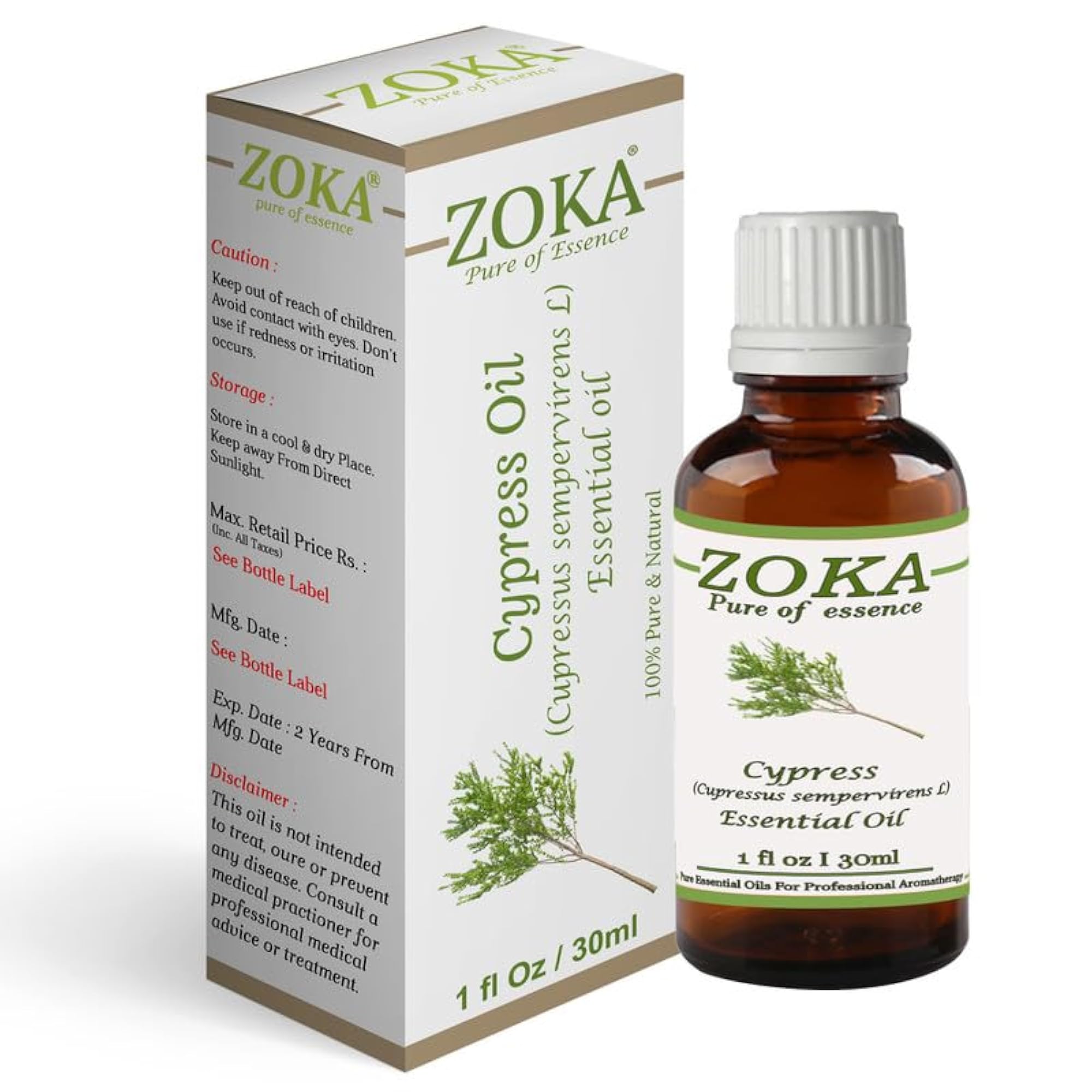 Zoka Cypress Essential Oil, Natural & Undiluted, Pack of 6