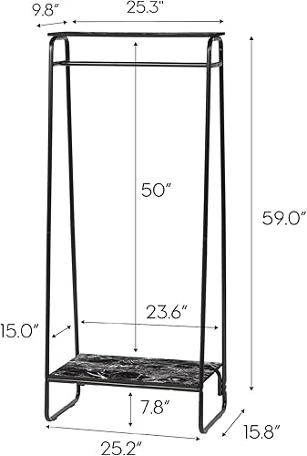 Miniatura 2 de IRIS Perchero para colgar ropa con 2 estantes, estante de ropa independiente, fácil de montar, metal, diseño resistente, multiusos, solución de