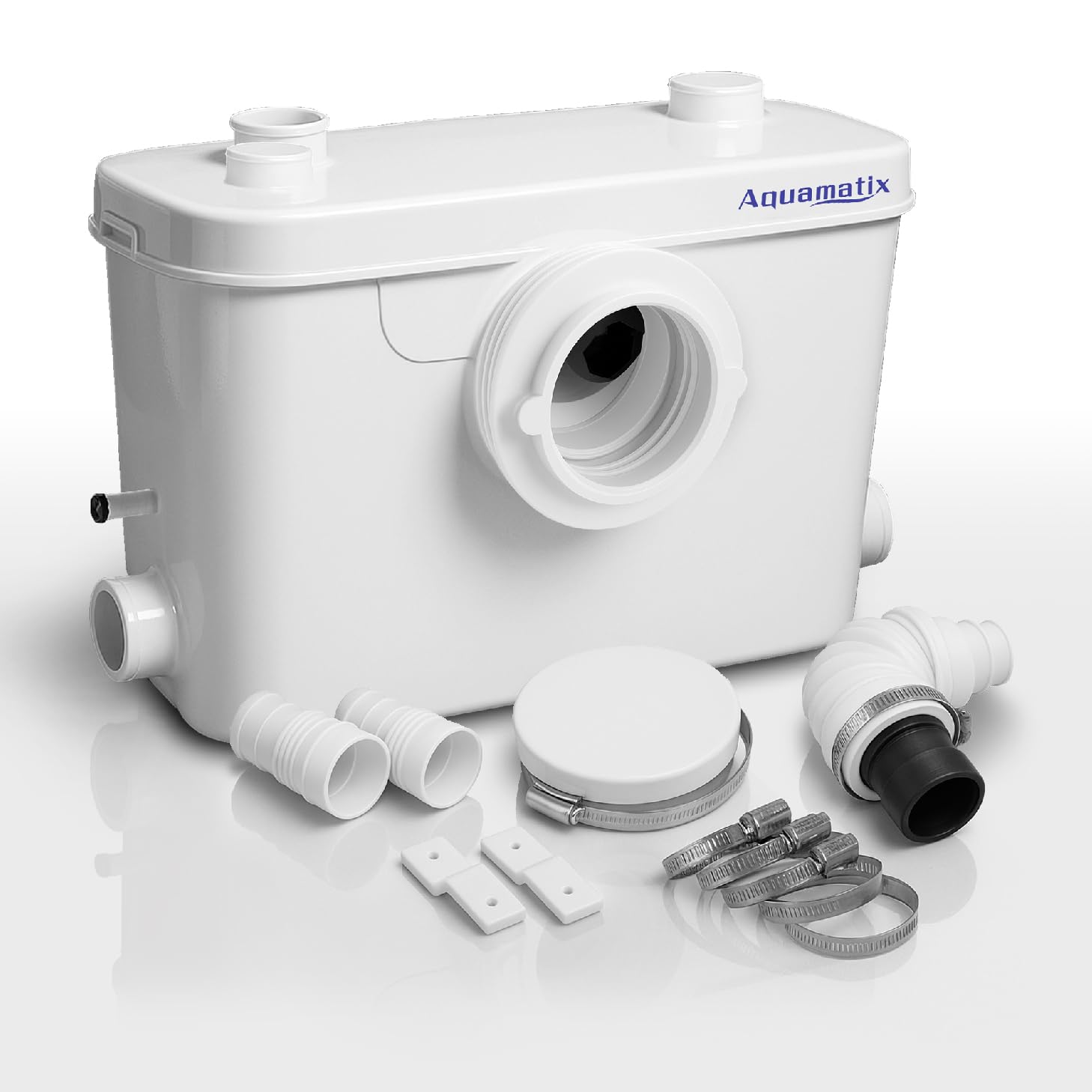 Aquamatix Sanitarna pompa podnosząca, 400 W, pompa Macerator, 100 l/min, 8 m podnośnik, 3-wlot do wanny toaletowej, filtr węglowy