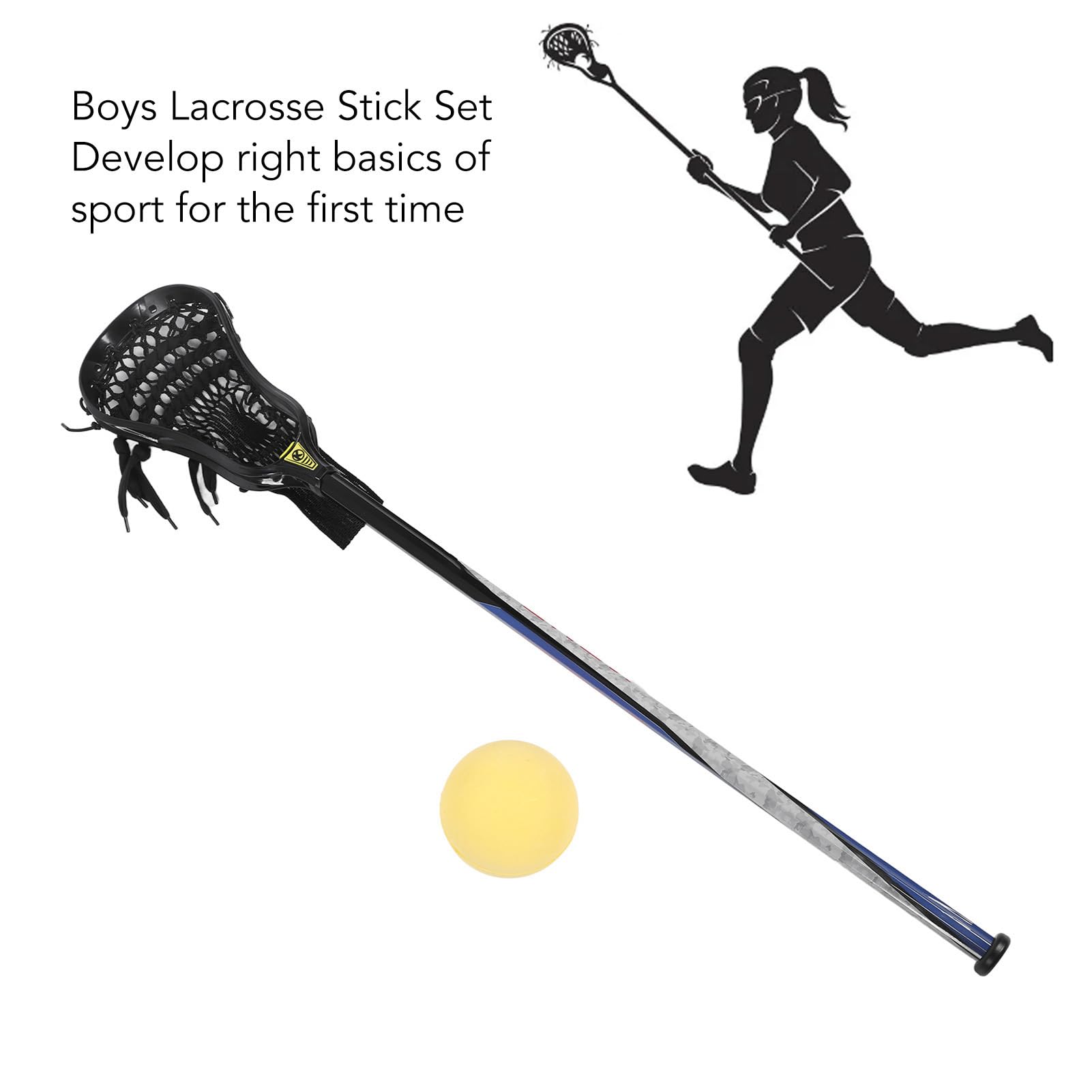 Generic Boys Stick Set Complete 30in with Ball Non Falling Tail Outdoor Team Sports Player Equipment (White Mesh), Generic7wksoeirg5-12