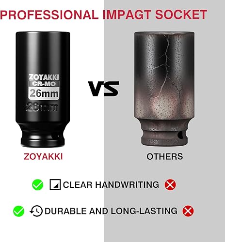 Miniatura 210 de Enchufe de impacto de 6 PT de 1/2" x 0.827 in de profundidad, CR-MO, 1/2 pulgada de accionamiento de 6 puntos para una fácil extracción