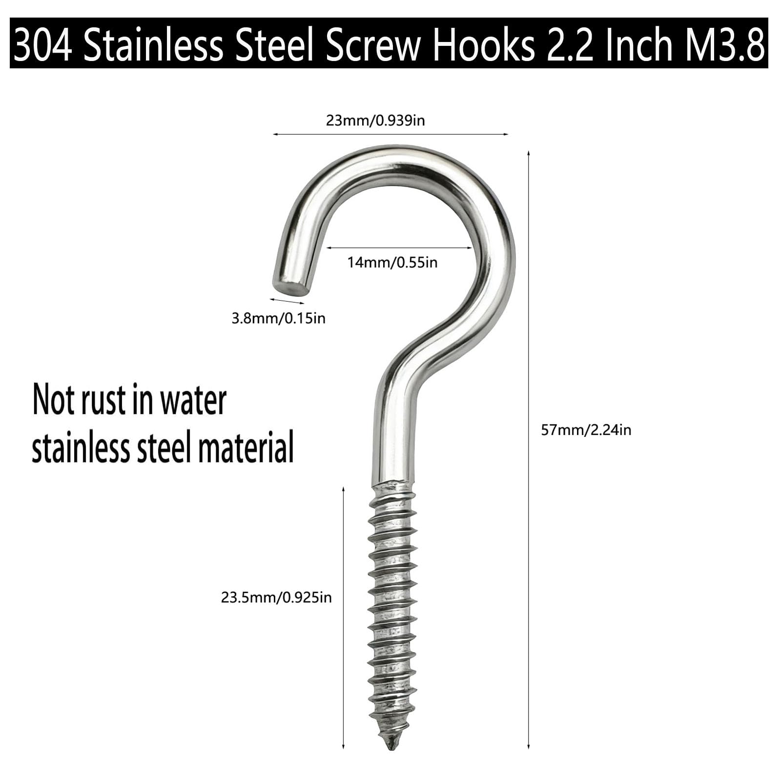 Stainless Steel Screw Hooks - 30 Pack -2 Stainless Steel Screw Hooks - 30 Pack -2