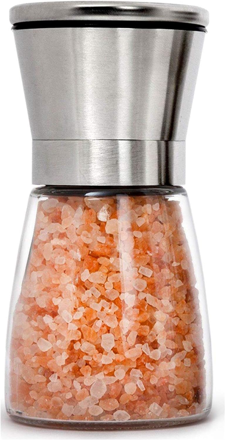 Molinillo de sal y pimienta de acero inoxidable 304, cuchillas de cerámica mejoradas y grosor ajustable, molinillo de cerámica de especias de 3/4 taza (paquete individual)