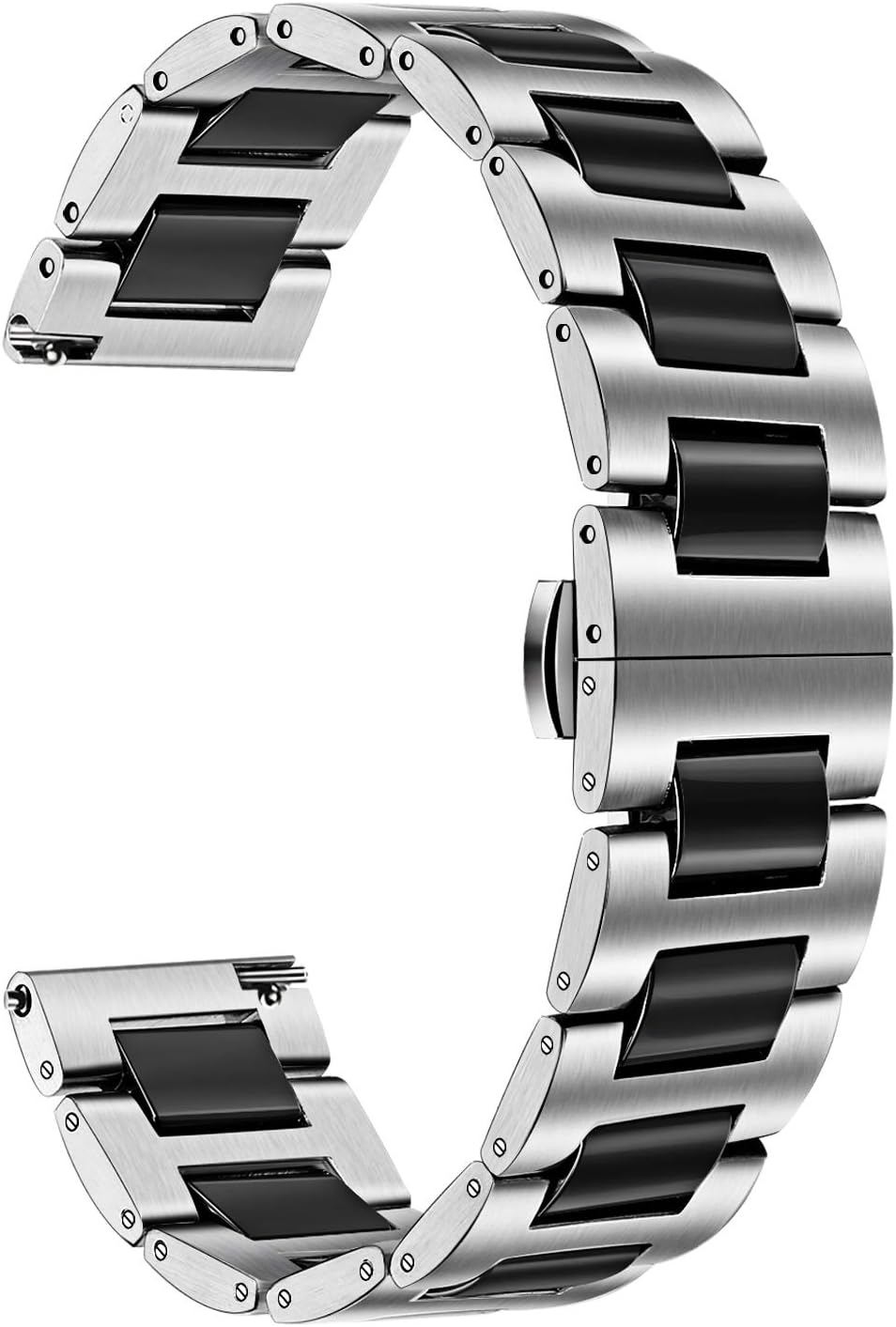 for Galaxy Watch 46mm (SM-R800) Bands, TRUMiRR 22mm Ceramic + Stainless Steel Watchband Quick Release Strap Wrist Bracelet for Samsung Gear S3 Classic/Frontier, Gear 2 Neo Live