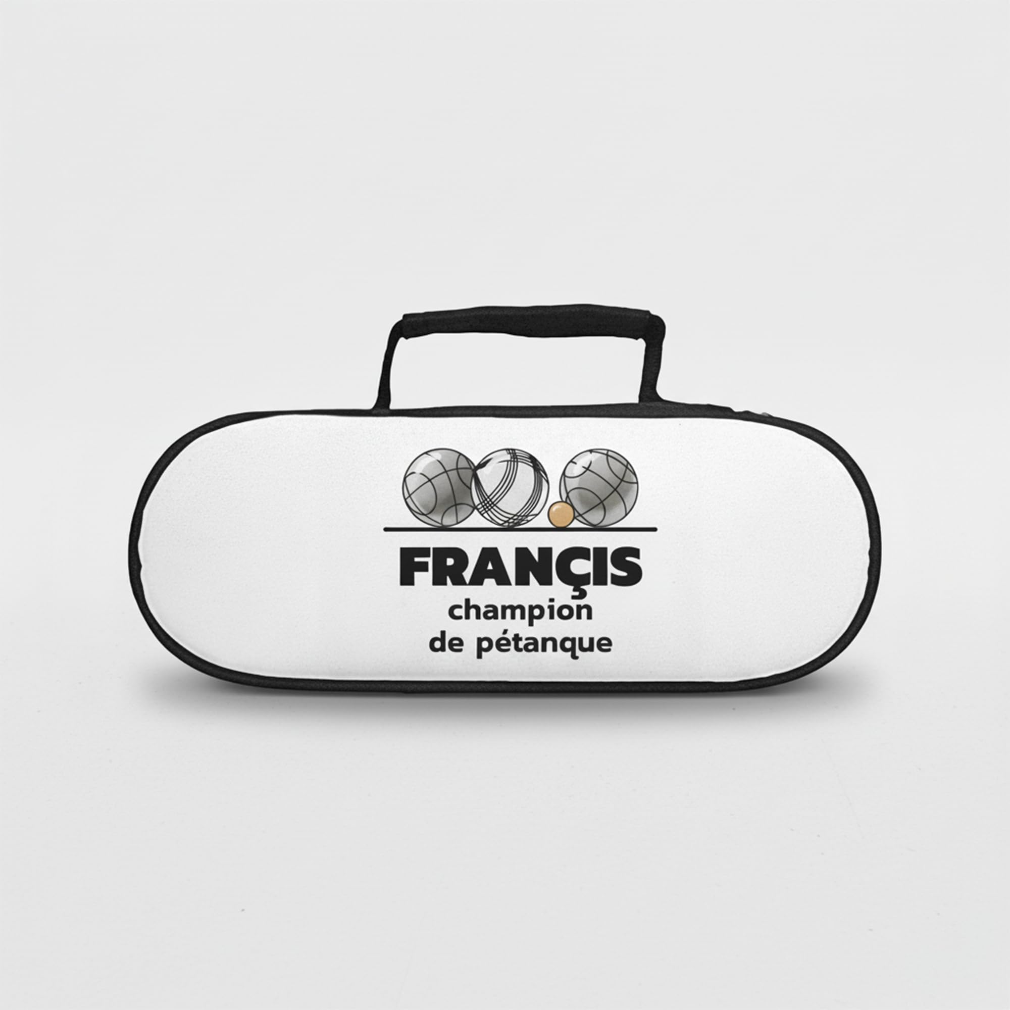 Mygoodprice Sacoche Housse Boules pétanque Pictogramme Triplette et cochonnet avec Texte Personnalisable