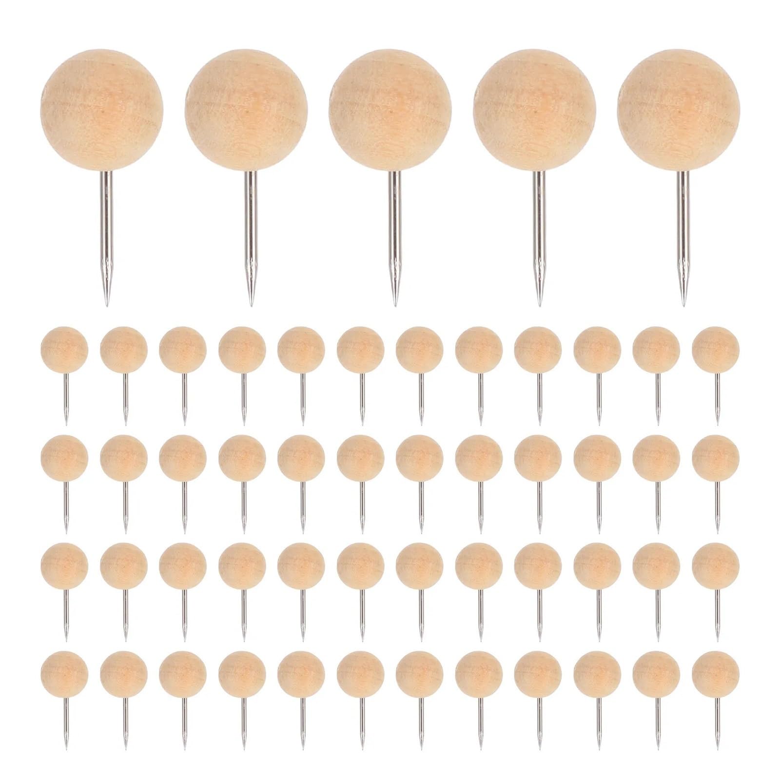 Push Pins 100Pcs Round Wood Thumb Tacks Decor Push Pins
