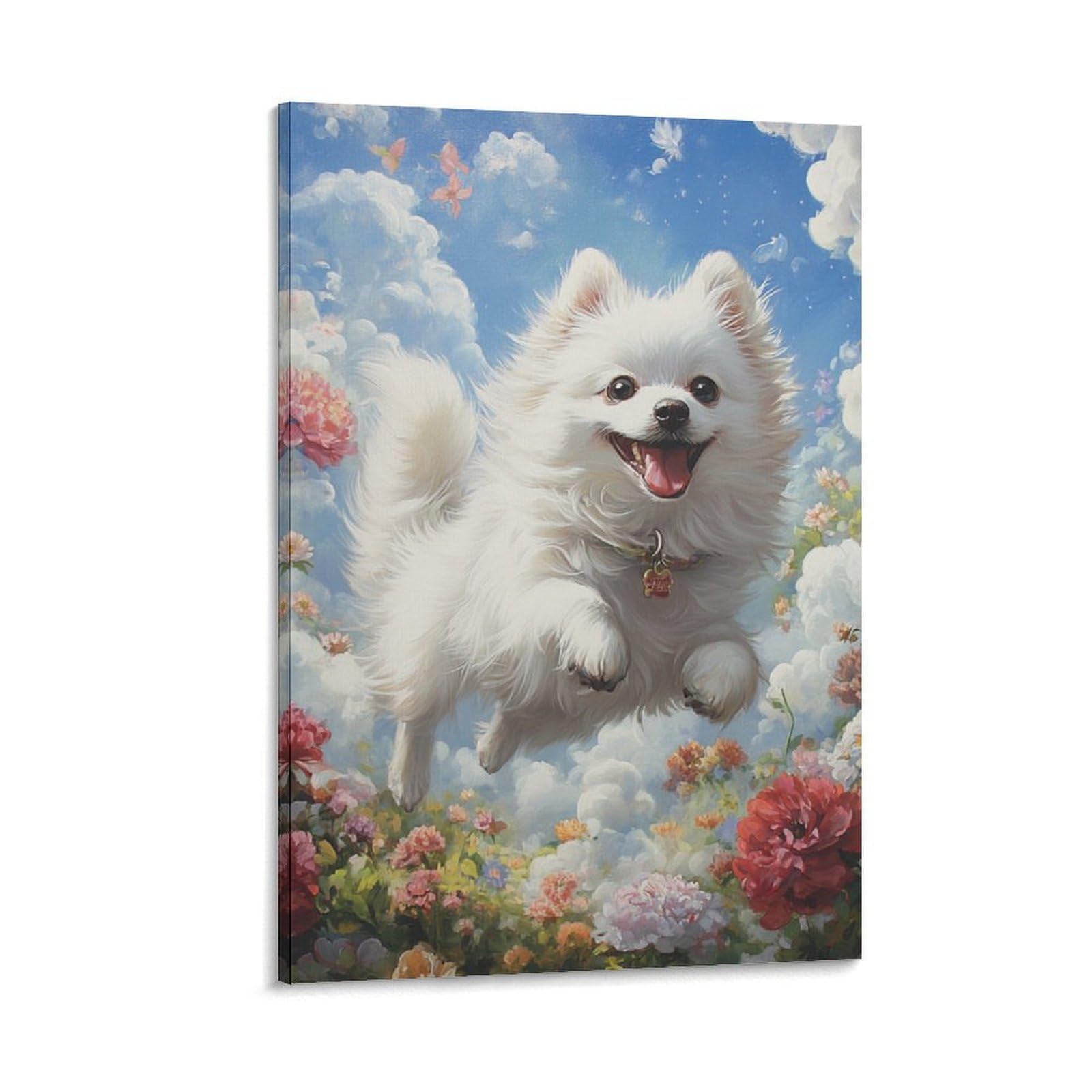 Spitz japonais cadeau tableau décoration murale toile 50x75cm - 6