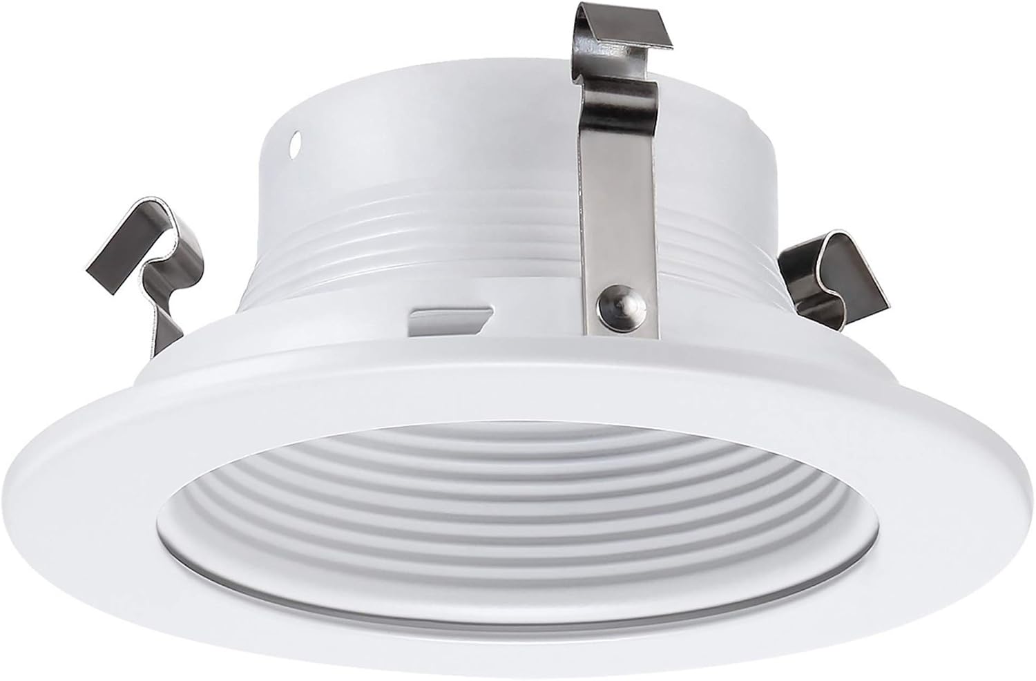 4 Inch Light White Stepped Baffle Trim - for 4" Recessed Can, Fits Halo/Juno Remodel Housing, Four Bros Lighting SB4/WHT, 1 Pack