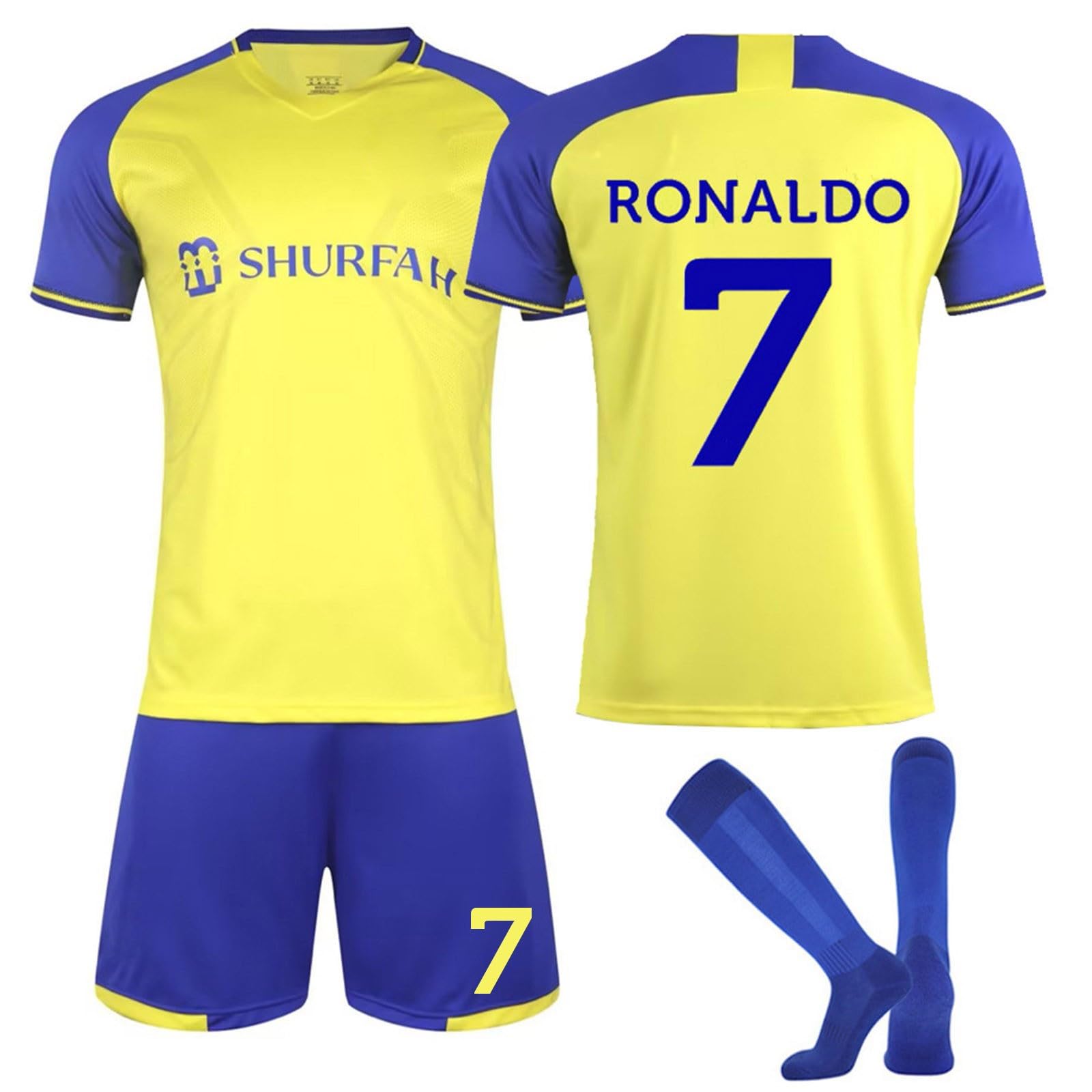 Genérico Camisetas de Futbol, Camiseta Niño del Al NASSR Temporada 22/23, No.7 Camiseta Niño Sport Camiseta, Pantalones Cortos y Calcetines