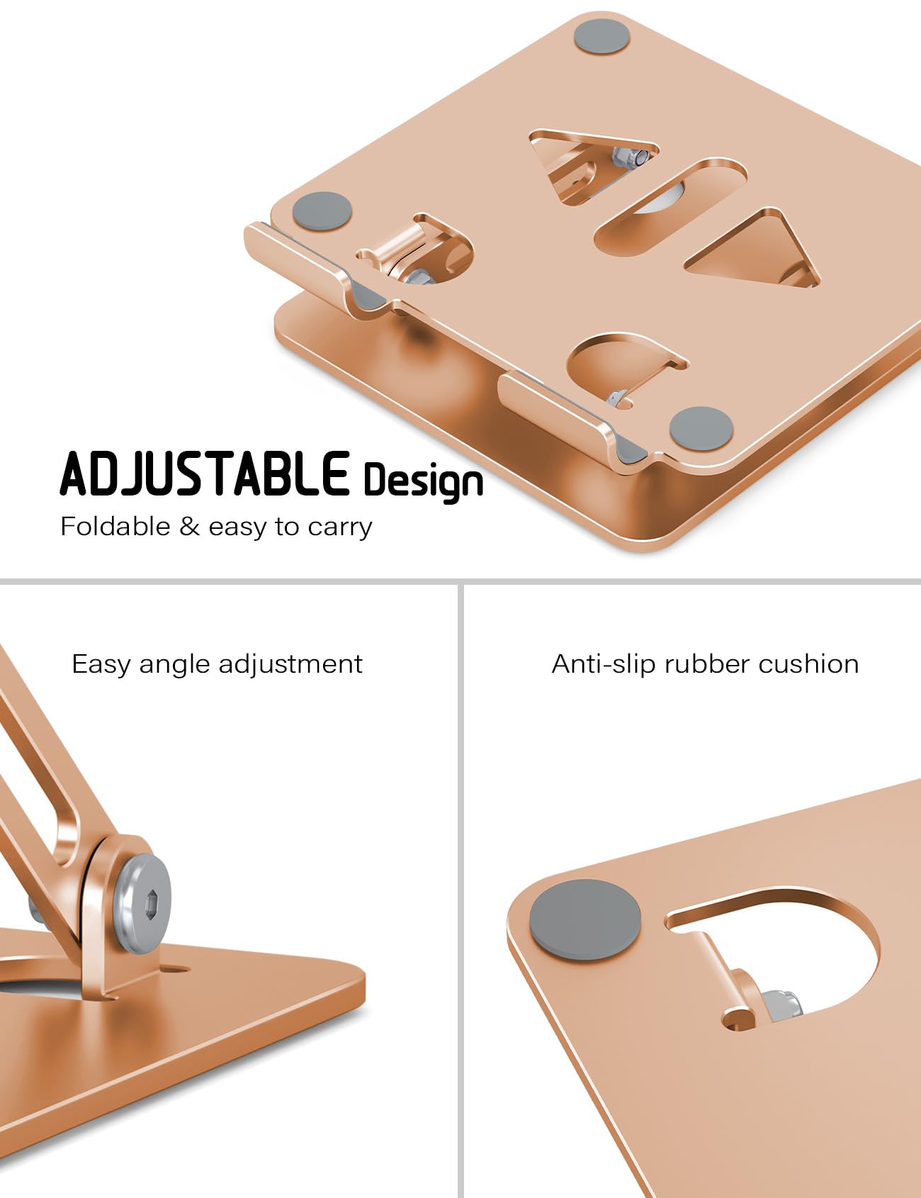 Aoviho Stojak na tablet na biurko, regulowany uchwyt na tablet, składany aluminiowy uchwyt na tablet biurkowy do iPada, Samsung Galaxy Tabs, Amazon Kindle Fire, wszystkie tablety (4-13 cali) (złoty)