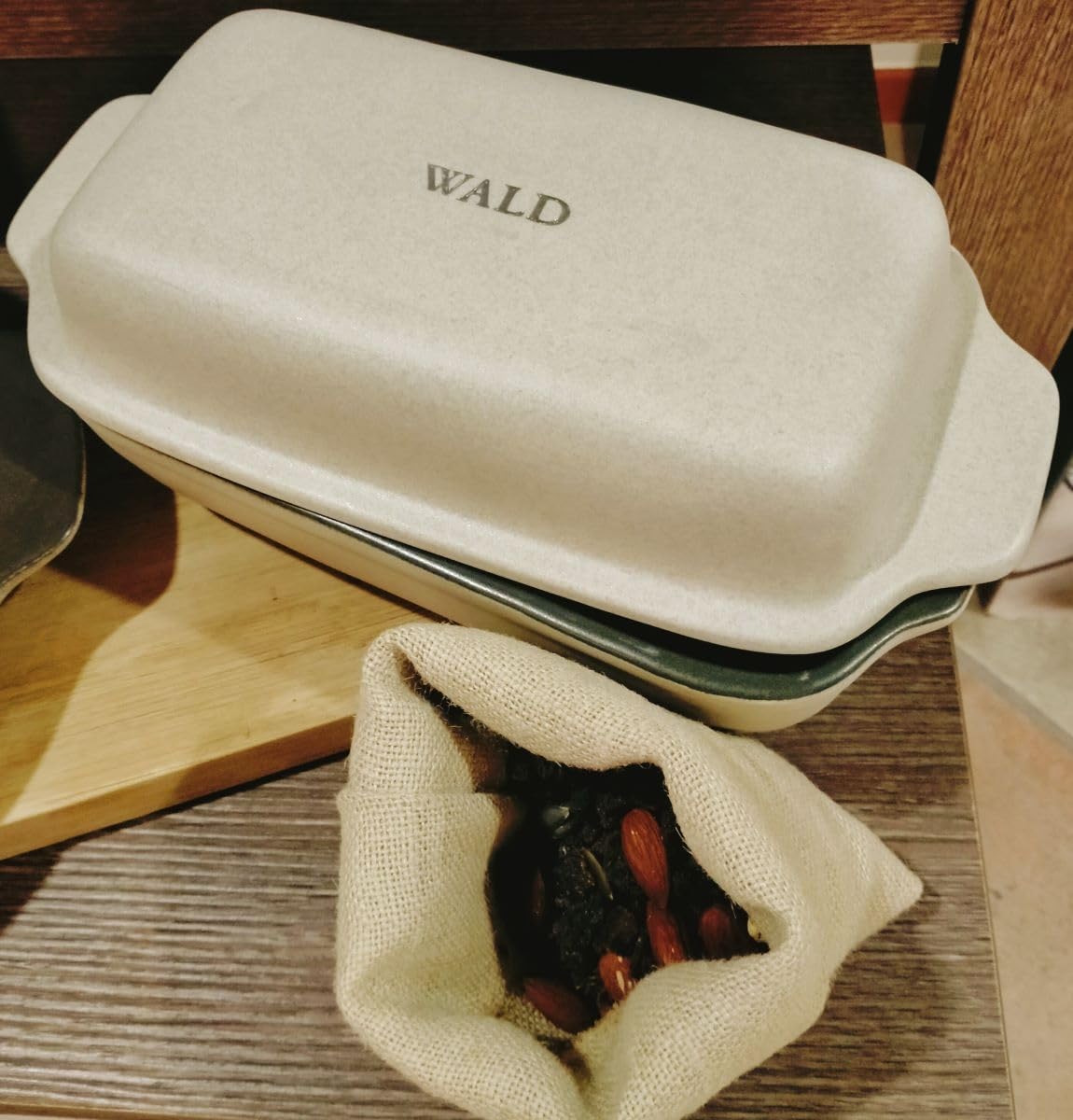 Sartén rectangular Wald de cerámica Kergrès – para pan en caja casera – 30 × 13 cm – Recetario incluido – Made in Italy