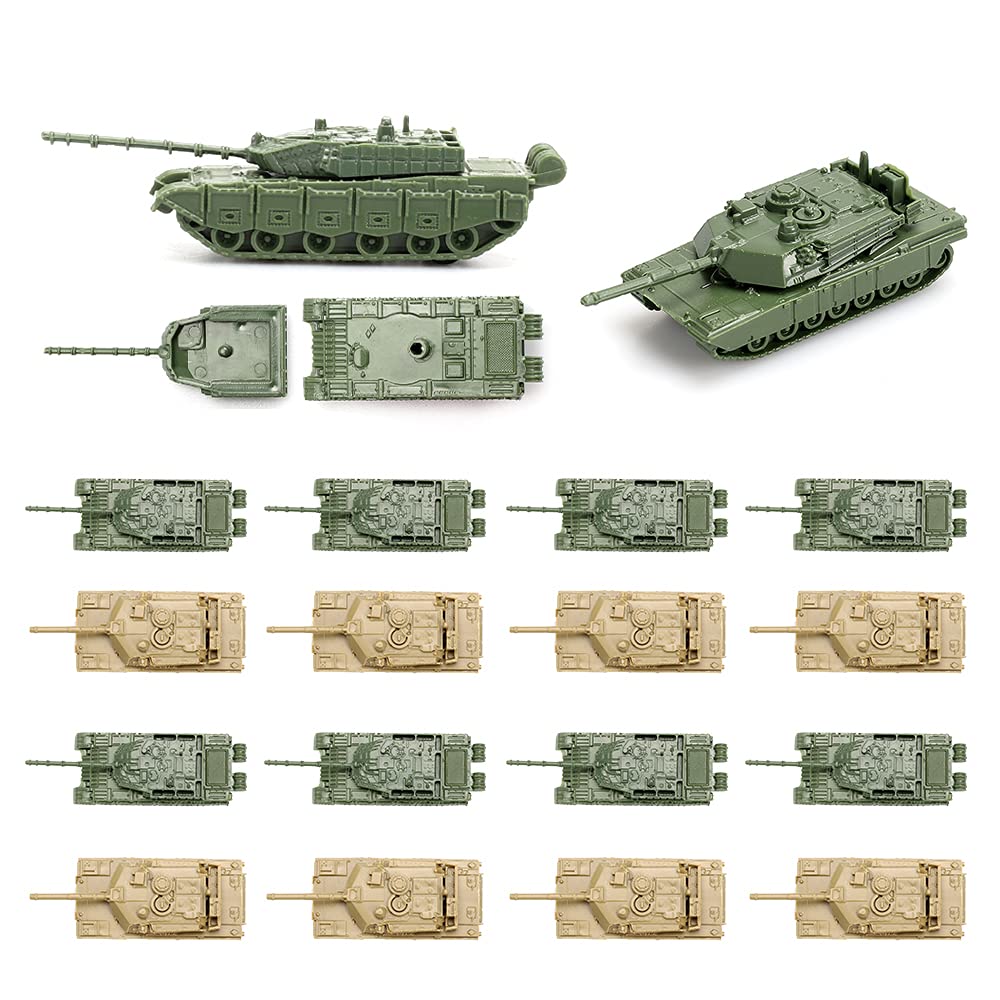 VIIKONDO 16Pcs Green and Desert Army Battle Tanks Play Set,Classic