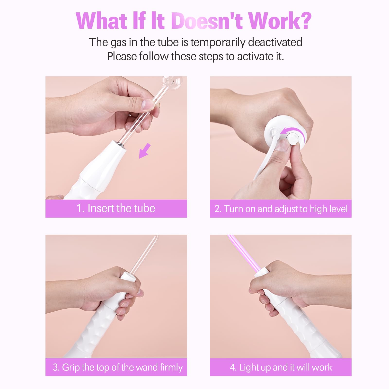 Varilla de electrodo de mano portátil de alta frecuencia, tubo de cristal, dispositivo de terapia de piel con 4 varillas de argón, tratamiento del acné, reafirmación de la piel, reducción de arrugas.