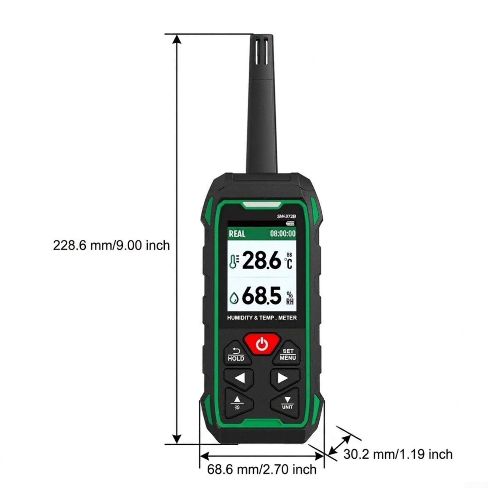 Termohigrómetro digital SW-572B con almacenamiento de datos de