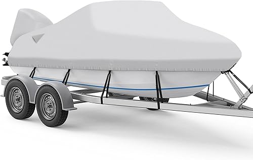 Miniatura 1 de Funda para lanchas de 14 a 16 pies, impermeable 900D para 14 lanchas con cubierta de motor fuera de borda, correa de ventilación y resistente al