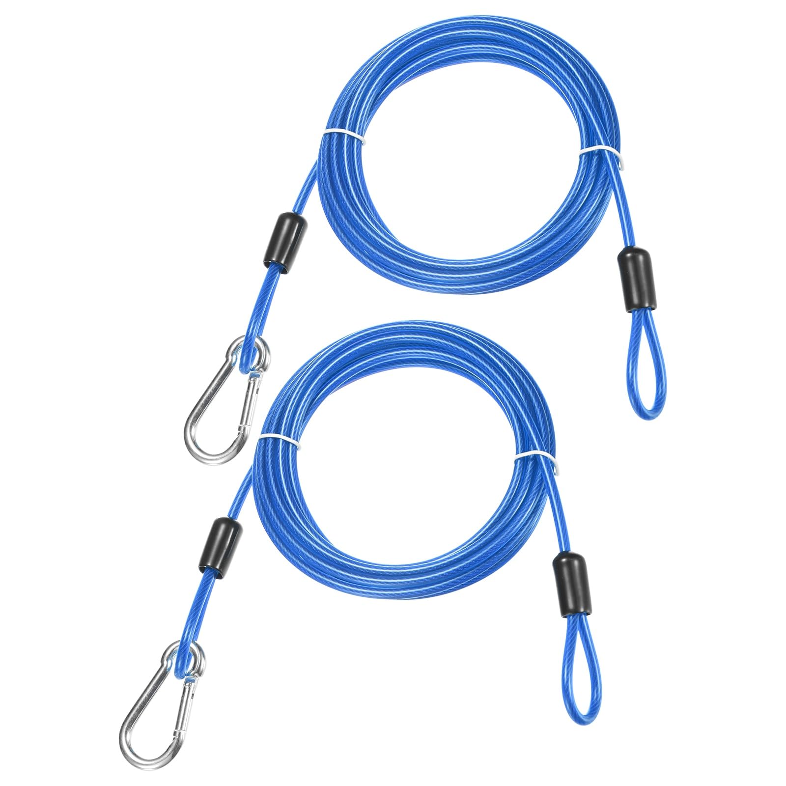 TIXIPEM Security Cable with Hooks and Loops [2Pcs] - 9.84ft / 387.4 Inch Stainless Steel Luggage Lock Safety Cable Use for Bikes & Luggage & Toolbox & Tent - [Blue] Wire Rope Lanyard
