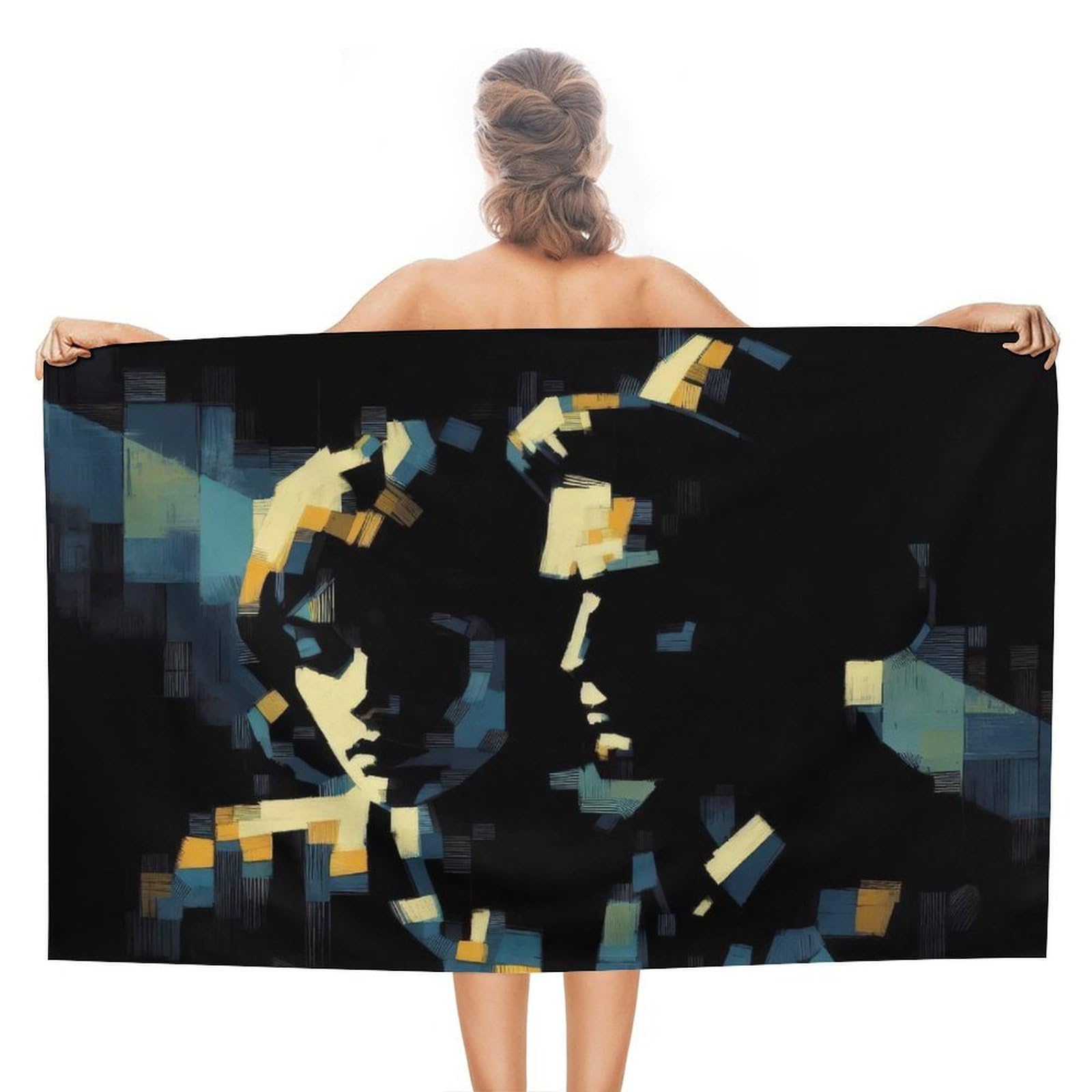 Serviette de plage portrait abstrait pour la salle de bain