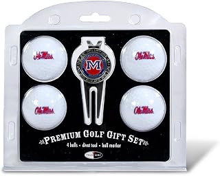 Team Golf NCAA Regulation Size Golf Balls (4 Count) & Divot Tool with Removable Double-Sided Magnetic Marker