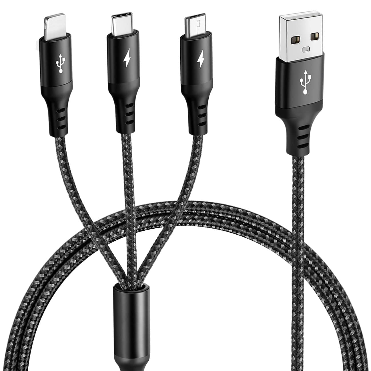 UZAHSK Multi USB Kabel, 3 in 1 Einziehbares Multi Ladekabel [3A 1.8M] | Datenübertragung, 3 in 1 USB A Ladekabel Schnellladekabel mit Micro/Typ C/Lightning für iPhone,Android,Galaxy,Tablet