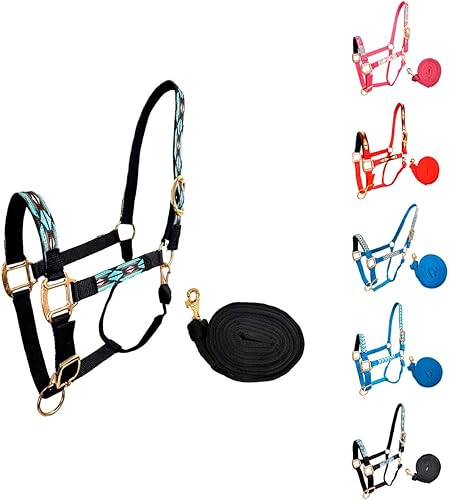 Cabestros ajustables de nailon con banda nasal acolchada y cuerda de plomo de agarre suave de 10 pies a juego