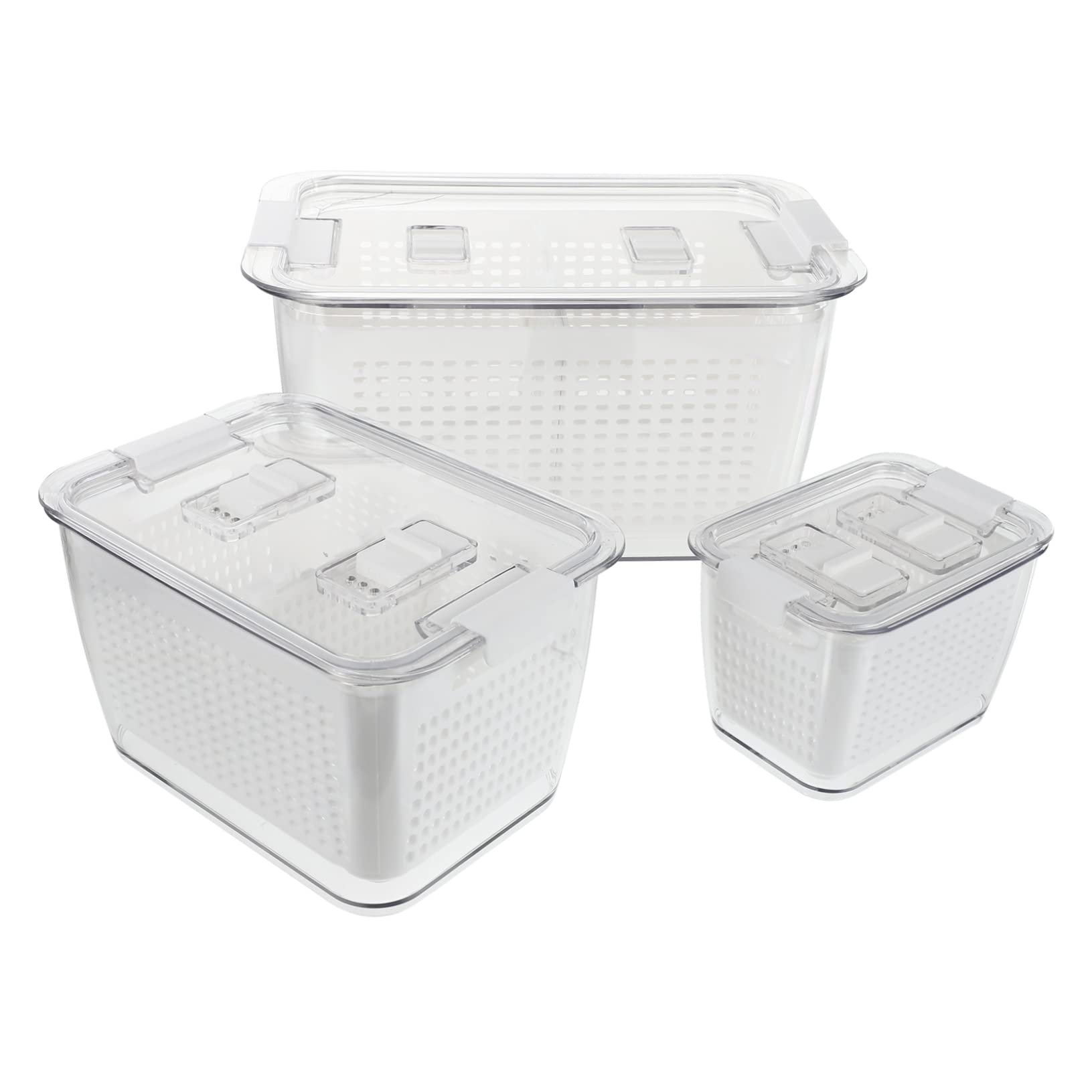 TOPBATHY Frischebox mit Deckel und Abtropfkorb Luftdichte Lebensmittelbox aus Pet und Pp Praktische Aufbewahrung für Obst und Meeresfrüchte in Küche
